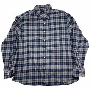 J. Crew Flex Washed Button Down Long Sleeve Shirt Mens XXL Blue Check Slim Fit‎